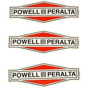 POWELL-PERALTA Long White/Red - Pack of [3] - Skateboard Stickers